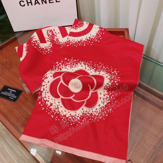 CHANEL圍巾 2019年新品素雅山茶花 香奈兒羊絨混紡長圍巾 CHANEL女圍巾  llwj6610